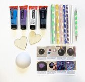 DIY 'dot painting' pakket paars en blauw | inclusief dotting tools en handleiding | dot art stippen | stipstokjes