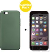 iPhone 6 Plus en 6s Plus Telefoonhoesje  met 1 x Screenprotector | Siliconen Soft Touch Smartphone Case Back Cover  | Gehard Beschermglas | Groen