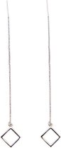 LOUVABEL - Oorbel - Hanger - Doortrek - Zilver - Ruit - S925