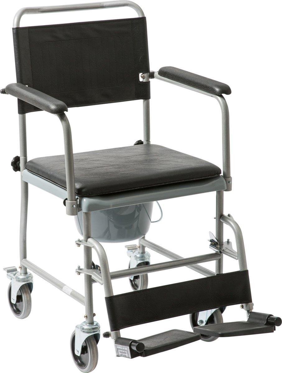 Intrekking assistent waarde Toiletstoel met wielen / Mobiele postoel op wieltjes / Verrijdbare WC stoel.  Tot 130 kg | bol.com