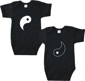 Rompertjes baby met tekst - Yin Yang - Zwart - Maat 62/68 - Kraam cadeau - Babygeschenk - Romper