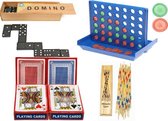Spellen pakket vakantie reis spelletjes editie - 5 delig - mikado, kaartspellen 2x, domino & 4 op een rij