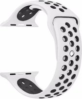 KELERINO. Siliconen bandje geschikt voor Apple Watch (38mm & 40mm) - Wit  / Zwart - Large