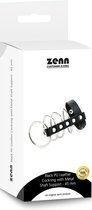 ZENN zwarte pu lederen cockring met metalen schacht support, 45 mm