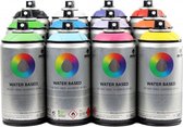 MTN Waterbasis 12 kleuren spuitbussen pakket - Lage druk, matte afwerking graffiti spuitverf - 300ml