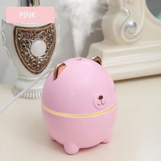 220ml ultrasone luchtbevochtiger | Polar Bear | USB | geurverspreider | etherische olie | Aroma therapie | LED-kleurlicht | Roze