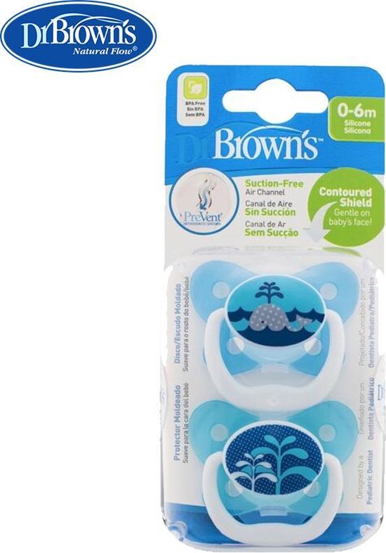 Dr Browns Fopspenen Blauw 0-6m - 2 Stuks