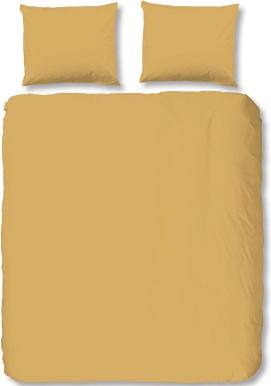 Comfortabele Katoen/Satijn Uni Dekbedovertrek Oker | 140x200/220 | Heerlijk Zacht En Soepel | Topkwaliteit