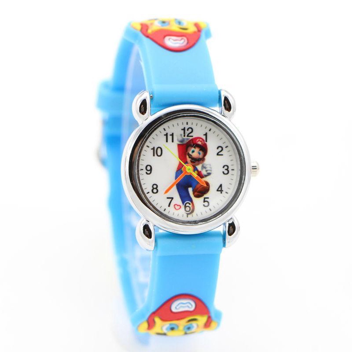 Kinder horloge Mario lichtblauw met siliconen bandje