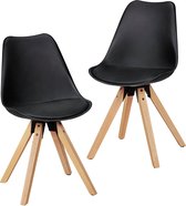 Eetkamerstoel - Stoel - Set van 2 - Hout - Zwart - 49x52x87 cm