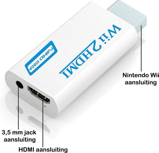 Wii naar HDMI Adapter Converter 1080p Full HD Kwaliteit Met HDMI Kabel - BTH