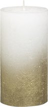 2 stuks Rustieke stompkaars Fading metallic goud wit 130/68