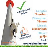 Vlaggenmast 7 meter aluminium incl. kikker, koord, oog en overschuifkoker, grijs geanodiseerd, cilindrisch ø 75 mm