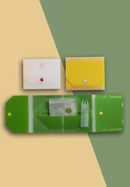 Vi Opvouwbare Lunchbox met twee zakjes ziplocks , origami vork , kleur geel