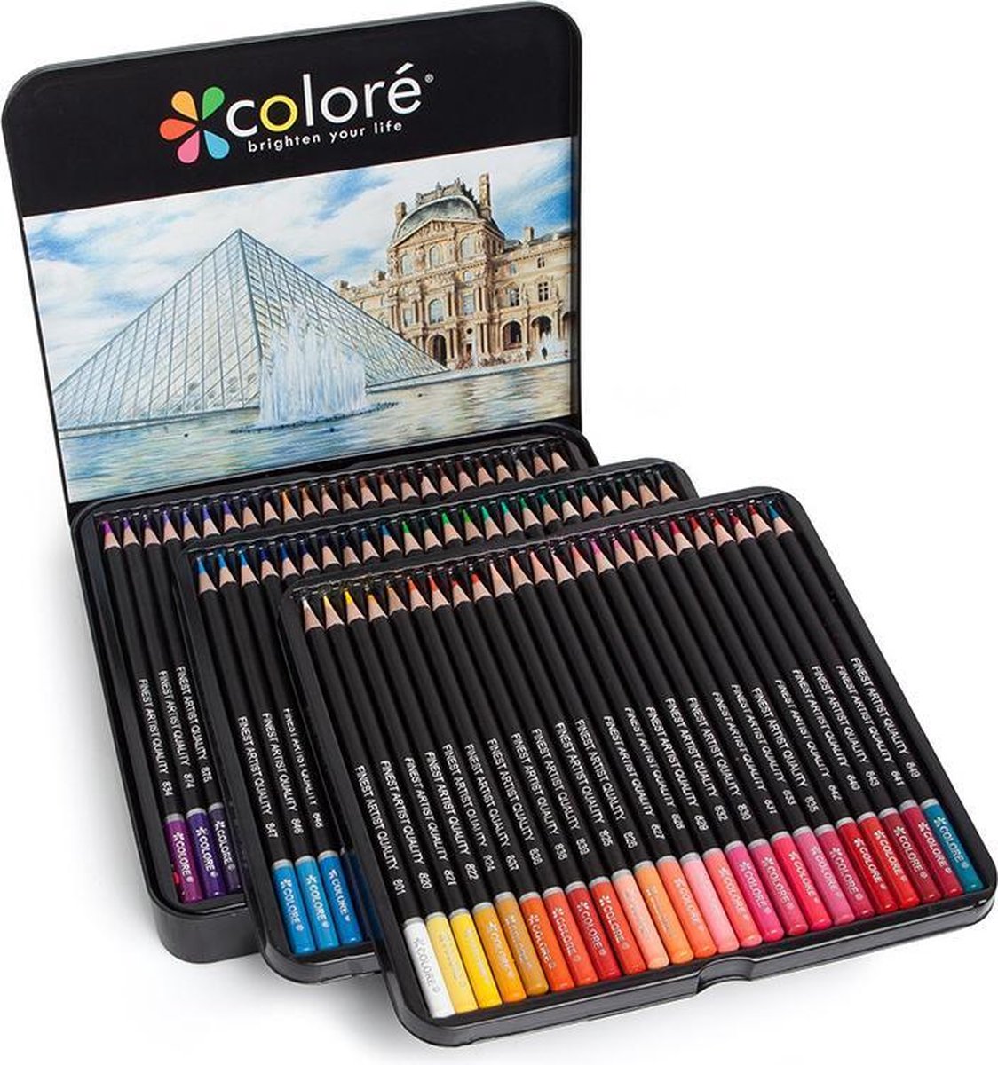 Coffret de 72 crayons de couleur Crayons de couleur pour adultes et pour enfants avec boîte en métal Crayons de couleur Ohuhu pour coloriage numérotés cadeau pour artistes 