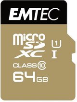Emtec MicroSDXC 64GB + Adapter CL10 Gold+ UHS-I 45MB/s zwart/goud