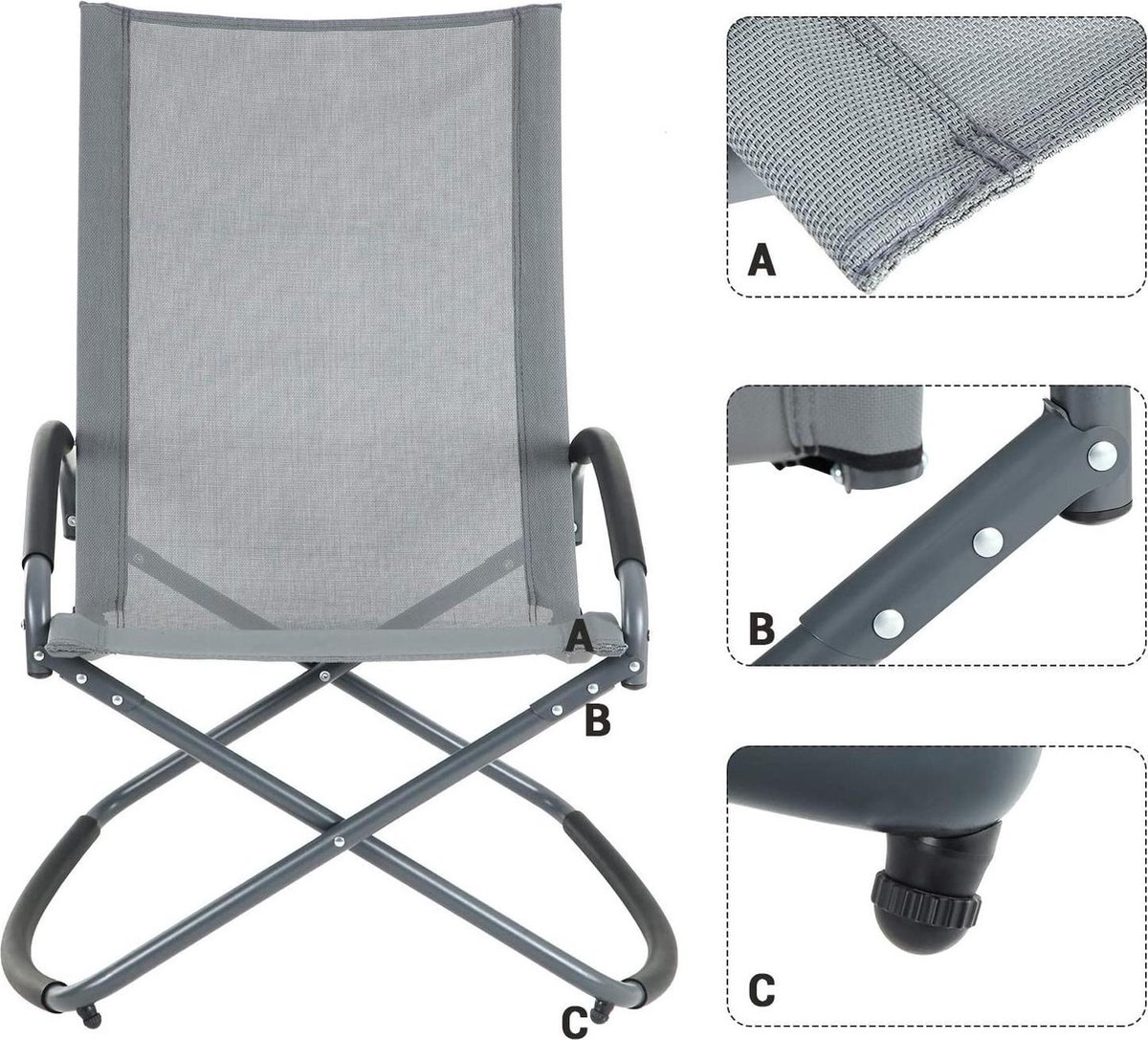 Schommelstoel voor de Tuin of Camping Kantelbare chaise longue stoel