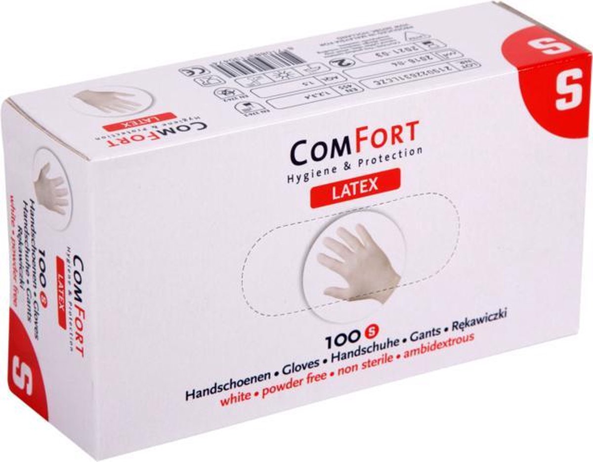COMFORT-latex handschoenen-gepoederd -100st- S