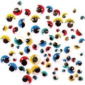 100x Wiebel oogjes/googly eyes gekleurd 6-8-10-12-15 mm - Plastic beweegbare oogjes - Hobby/knutselmateriaal