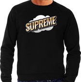 Supreme fun tekst sweater voor heren zwart in 3D effect L