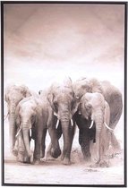 Canvas schilderij 90 x 60 cm olifanten print - voor woonkamer, kantoor of slaapkamer