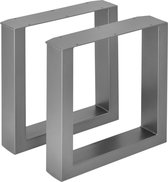 Meubelpoot - Tafelpoot - Set van 2 stuks - Staal - Afmeting (LxBxH) 40 x 8 x 43 cm - Kleur grijs / metaal kleurig