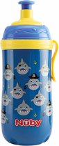Nûby - Pop-Up drinkfles met 'glow in the dark' ring - Blauw - 360ml
