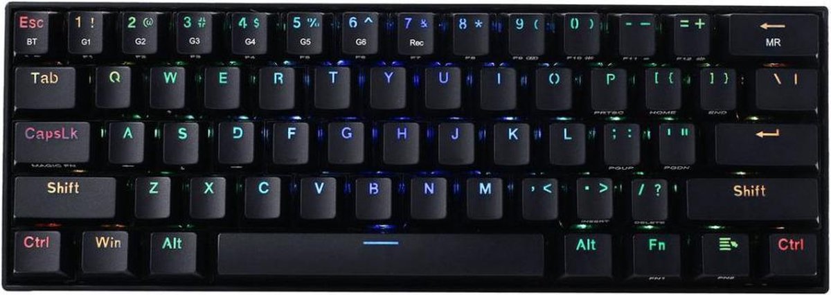 Redragon Draconic RGB Black Gaming Keyboard Brown Switch K530RGB (Backlight, Programmeerbaar, Macro, Anti Ghosting)