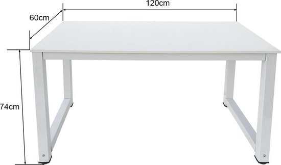 bol.com | Bureau computer tafel - keukentafel - metaal hout - 120 cm x 60 cm  - wit