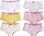 Little Label - meisjes - onderbroek - 6 stuks - roze, geel - maat 122/128 - bio-katoen