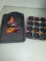 Cakevorm + cupcakevorm + bakplaat - 3 stuks