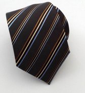 Zijden Stropdas - Gestreept grijs blauw en bruin