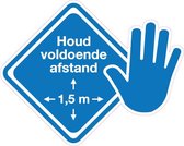 Sticker Corona voor kleding "1,5 meter afstand houden" -  blauw 23 cm