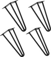 Tafelpoot - Meubelpoot - Hairpin - Set van 4 stuks - 3 Punts model - Staal - Zwart - Afmeting (L) 30 cm