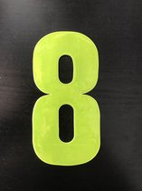 huisnummer sticker - reflecterend - nummer 8 - geel -plak cijfer - kliko huisnummer- huis nummer sticker- container cijfer