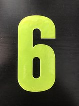 huisnummer sticker - reflecterend- nummer 6 - geel -plak cijfer - kliko huisnummer- huis nummer sticker- container cijfer