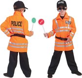 Funny Fashion - Politie & Detective Kostuum - Neon Oranje Politie - Jongen - oranje - Maat 164 - Carnavalskleding - Verkleedkleding