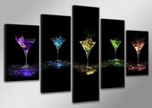 Schilderij - Cocktails, Multi-gekleurd, 200X100cm, 5luik