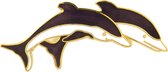 Behave® Sjaalclip dolfijnen paars wit emaille 5 cm