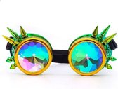 Steampunk goggles kaleidoscoop bril - geel groen spikes - natural high