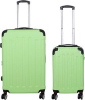 Travelsuitcase reiskofferset 2 delig groen - DUBBEL WIEL | 60 Liter & 36 Liter