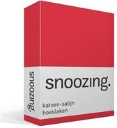 Snoozing - Katoen-satijn - Hoeslaken - Eenpersoons - 90x210 cm - Rood