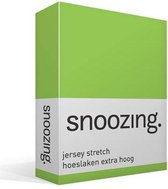 Snoozing Jersey Stretch - Hoeslaken - Extra Hoog - Eenpersoons - 90/100x200/220 cm - Lime