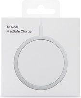 AB Goods Draadloze Oplader - Geschikt voor MagSafe - Snellader 15W - USB C Oplader Kabel - Wireless Fast Charger - Wit