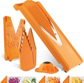 Börner Mandoline V3 Starter| 5-delige set | 5 snijdiktes | Geschikt als Frietsnijder | BPA-vrij en Roestvrij | Oranje
