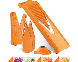 Börner Mandoline V3 Starter| 5-delige set | 5 snijdiktes | Geschikt als Frietsnijder | BPA-vrij en Roestvrij | Oranje