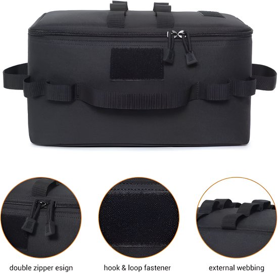 CarryQuest® - Geïsoleerde Koeltas - Lunchtas - Outdoor Camping Gas Tank Opbergtas - Grote Capaciteit + Duurzaam Materiaal - Grond Nageltas - Picknick Kookgerei Kit Tas - Zwart van Merkloos — afbeelding 5