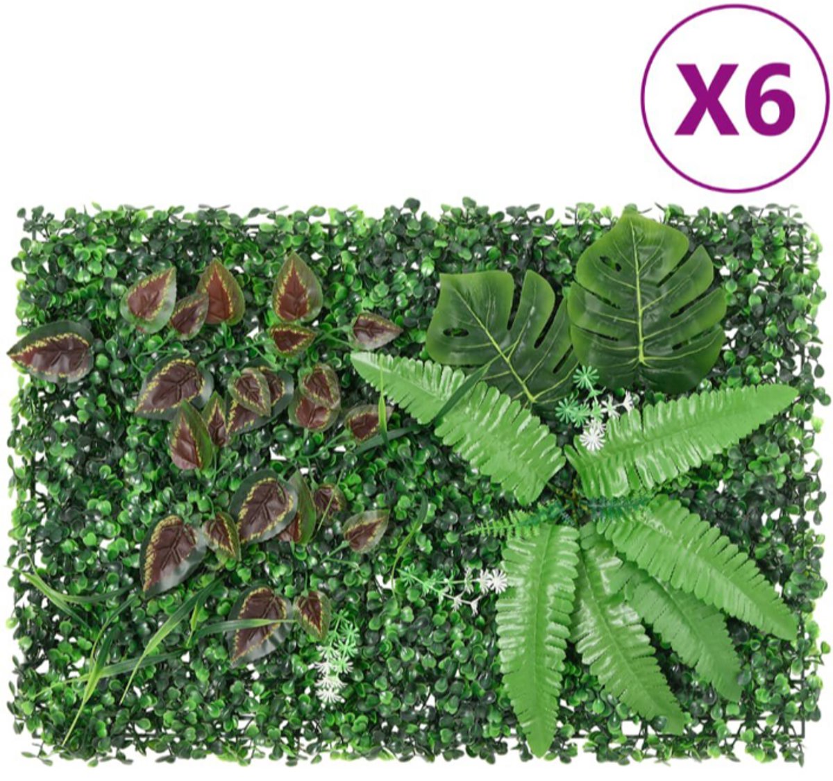 Hek met kunstplanten 6 st 40x60 cm groen
