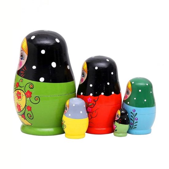 Russische Matroesjka Poppen – 5-delige Houten Nestpop Met Dieren, Decoratief En Opbergbaar