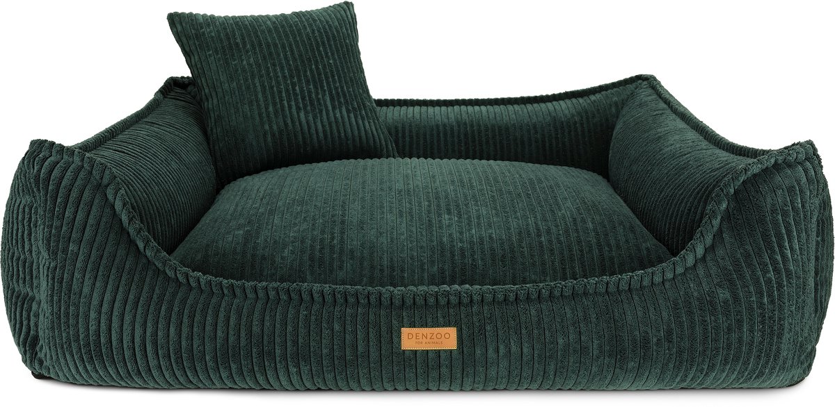 Denzoo Hondenmand Milano | Hondenbed | Hondensofa | Waterafstotend | Afneembare hoes | Orthopedisch Traagschuim | Green | S (L70xB50xH21cm)